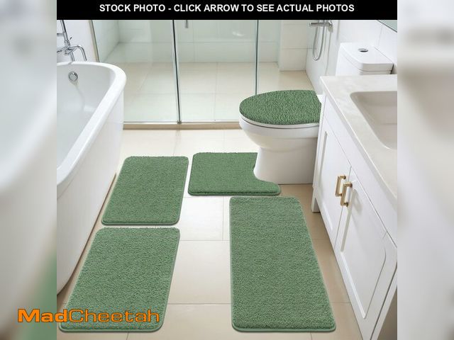 Lot 74-14597086 - SHACOS Sage Green 5 Pieces Bathroom Rugs Set with Toilet Lid Cover - UNUSED