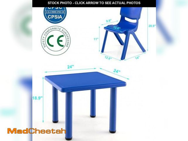 Lot 74-12153375 - 4 Pack Premium 11" H Plastic Stackable School Chairs and table, Toddler and Kids Chair for Daycare, ...