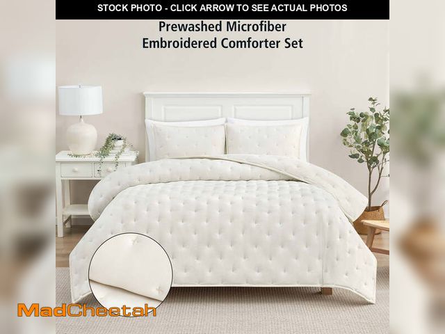 Lot 74-12884704 - Mainstays 3-Piece Cream Comforter Set for Adults and Teens, Full/Queen - USED