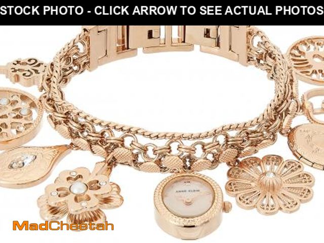 Lot 74-12303292 - Anne Klein Women's Premium Crystal Accented Rose Gold-Tone Charm Bracelet Watch - USED