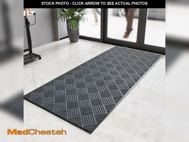 Lot 74-12153904 - COCOER Commercial Rug, Entrance Floor Mat Rubber Border, 3' X 7' Grey Outdoor Door-Mat Commercial-Fl...