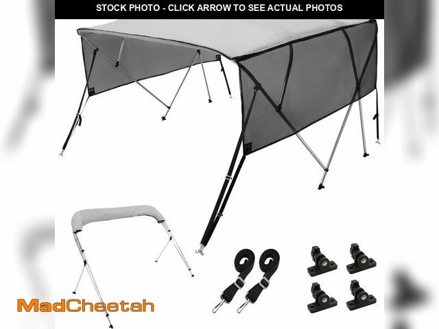 Lot 74-14305950 - VEVOR 4 Bow Bimini Top Boat Cover, Detachable Mesh Sidewalls, 600D Polyester Canopy with 1" Aluminum...