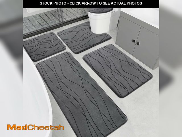 Lot 74-12707709 - YIHOUSE Memory Foam Grey Bathroom Rug Sets 5 Piece, Ultra Absorbent Bath Mat for Bathroom - Non-Slip...