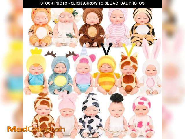 Lot 74-13573983 - Retrowavy 16 Pcs 4 Inch Mini Reborn Baby Dolls Lifelike Realistic Tiny Baby Doll with Animal Clothes...