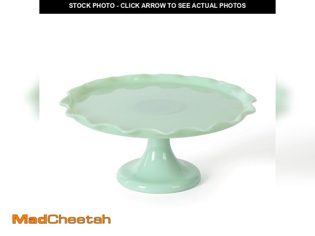 Lot 74-12760316 - Martha Stewart Highbrook 11" Handmade Jadeite Glass Cake Stand - Ruffle Trim - UNUSED