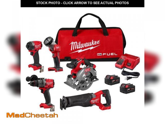 Lot 74-12543563 - Milwaukee M18 FUEL 18V Lithium-Ion Brushless Cordless Combo Kit (5-Tool) with Two 5.0 Ah Batteries, ...
