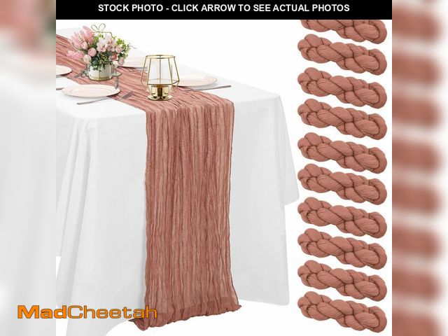 Lot 74-14043833 - 10 Pack Dusty Blush Cheesecloth Table Runner 6FT Boho Gauze Fabric Table Runner Vintage Rustic Sheer...