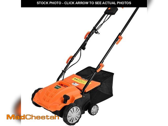Lot 74-14274903 - Costway 13 in. 12 Amp Corded Scarifier Electric Lawn Dethatcher w/40L Collection Bag Orange - USED