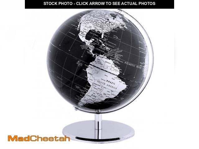 Lot 74-12188082 - ANNOVA Metallic World Globe Black Ã¢â¬â Educational/Geographic/Modern Desktop Decoration - Stainl...
