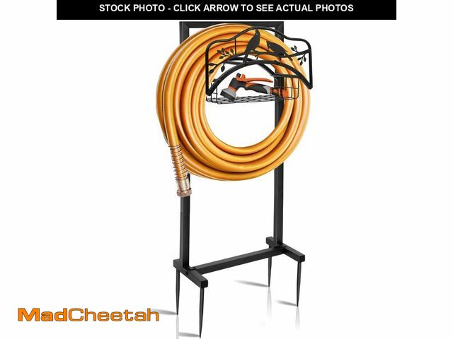 Lot 74-14273746 - Vcaleets Garden Hose Holder With 4 Spikes, Freestanding Metal Hose Reel for Outside Garden, Detachab...