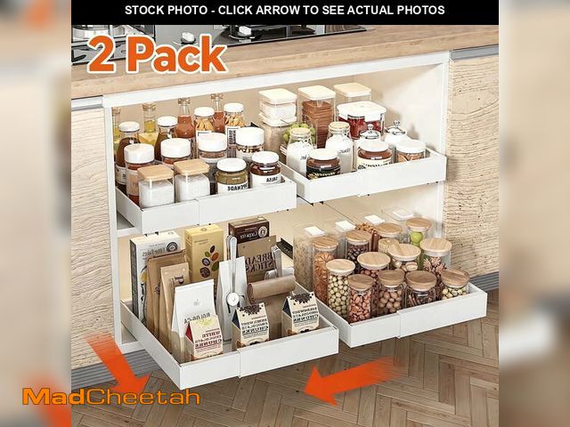 Lot 74-14586002 - 2 Pack Expandable (13.5''-21'') Pull Out Cabinet Organizer, 21" Deep Pull Out Drawers for Kitchen, B...
