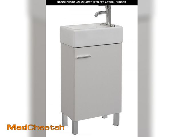 Lot 74-12146585 - Runfine RFVA0198C Vitreous China Top Reversible Vanity with 2 Options; wall hang or legs. White Fini...
