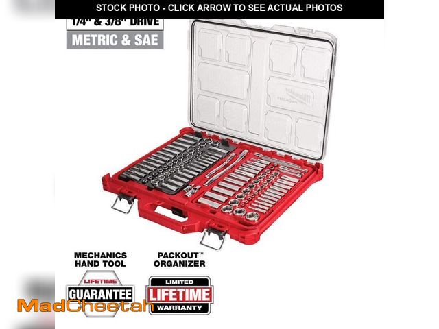 Lot 74-13136494 - 3/8 in. and 1/4 in. Drive SAE/Metric Ratchet and Socket Mechanics Tool Set with PACKOUT Case (106-Pi...