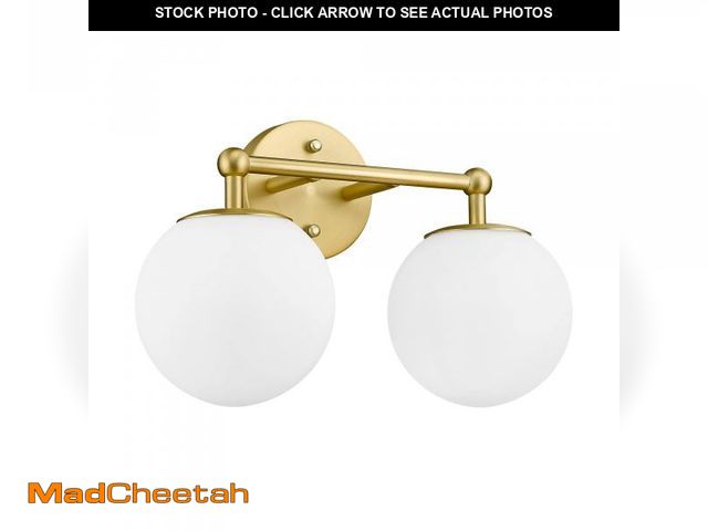 Lot 74-12149423 - AKEZON Gold Bathroom Light Fixtures, 2-Light Vanity Lights Over Mirror Wall Sconce with White Etched...