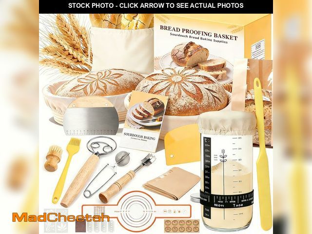 Lot 74-14432046 - Sourdough Starter Kit, Sourdough Bread Baking Supplies, Round &amp; Oval Banneton Bread Proofing Bas...