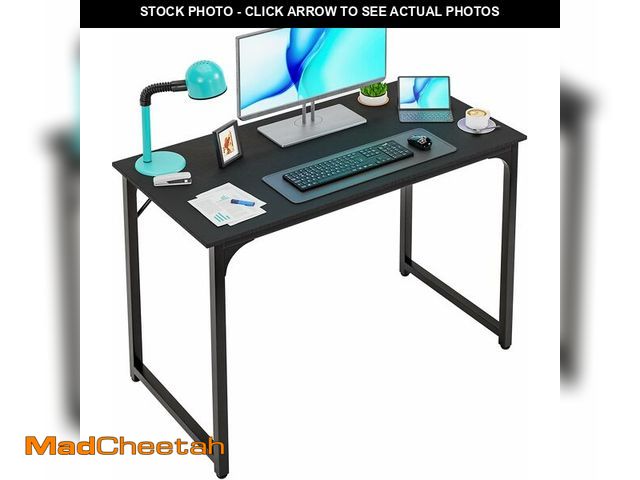Lot 74-12544295 - (MISSING HARDWARE) PayLessHere | 39 Inch Computer Desk | Black | Office Desk with Metal Frame, Adjus...