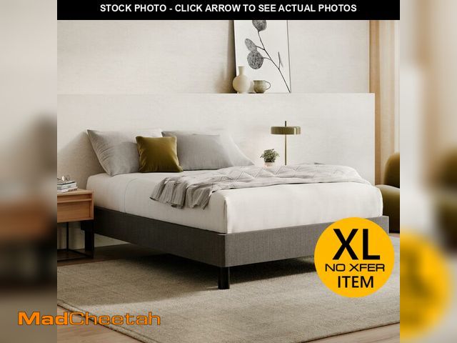 Lot 74-12785194 - Nectar Bed Frame - Twin XL - Grey - 8 Inch Legs - Sturdy Wooden Slats for Support - Steel Frame - Co...