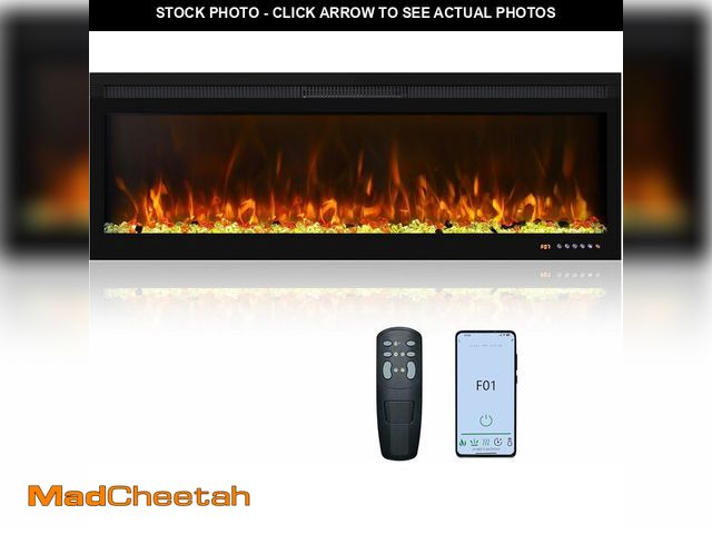 Lot 74-12899504 - Oxhark Flame Smart Wall Mounted Electric Fireplace 50 Inch, Compatible with APP Control, Recessed Fi...
