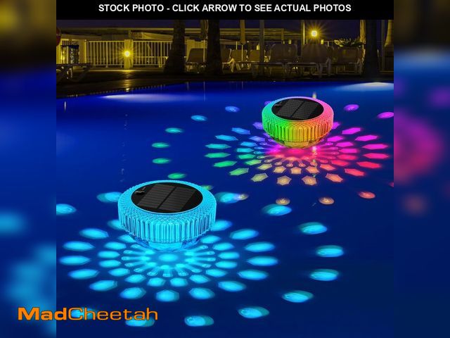 Lot 74-14273797 - VICHTOP Solar Floating Pool Lights - 2 Pack, RGB Color Float Pool Lights, IP68 Waterproof, Pool Deco...