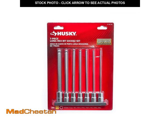 Lot 74-12804344 - Husky 3/8 in. Drive SAE Long Ball Hex Bit Socket Set (7-Piece) - UNUSED