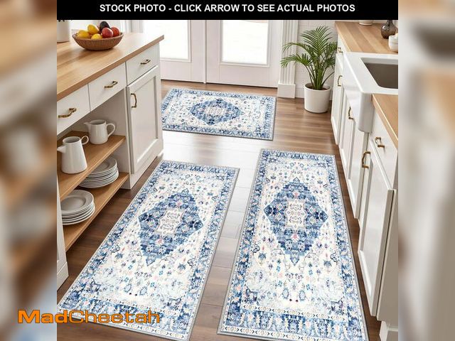 Lot 74-12549183 - FoxHouse Kitchen Rugs Set 3 Piece,Non Slip Machine Washable Kitchen Mats,Boho Vintage Abstract Kitch...
