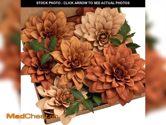 Lot 74-12309433 - Ling's Moment Burnt Orange Dahlia Foam Artificial Flowers Real Touch Faux Fake Flower for Home Decor...
