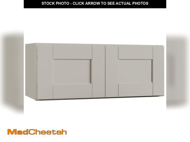 Lot 74-12811819 - Hampton Bay Shaker 30 in. W x 12 in. D x 12 in. H Assembled Wall Bridge Kitchen Cabinet in Dove Gray...