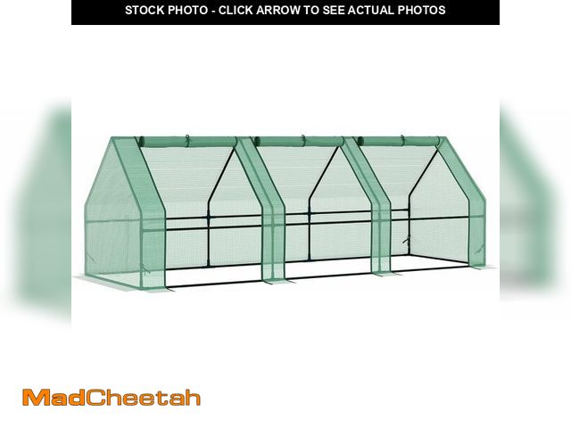 Lot 74-13382485 - Outsunny 9' x 3' x 3' Mini Greenhouse with Zippered Doors &amp; Roll-up Windows, Portable Plant Hot ...