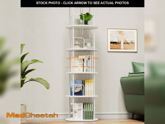 Lot 74-13765683 - Flycity 5 Tier Rotating Bookshelf, 360Â° Display Rotating Bookcase Corner Storage Rack with Special ...