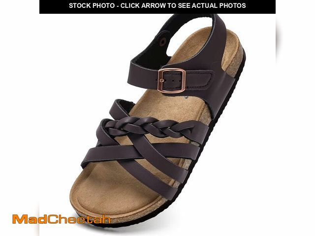 Lot 74-14214429 - Torotto Girls Sandals with Cork Footbed Adjustable Buckle Casual Slides Sandals Open Toes Flat for K...
