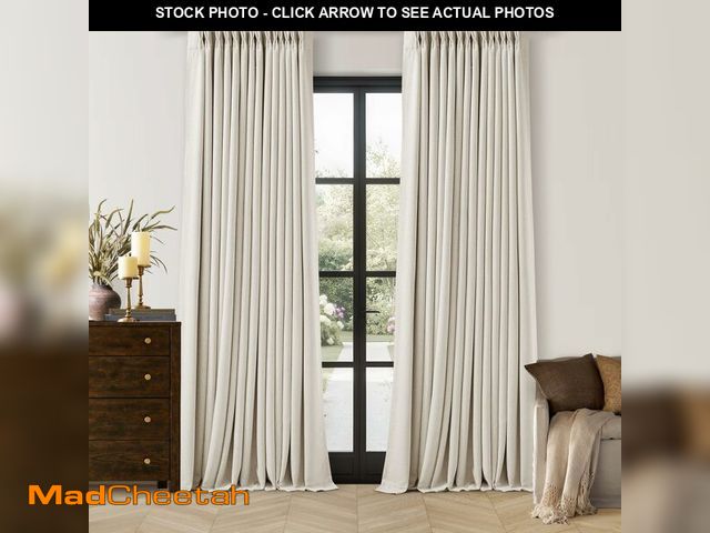 Lot 74-13957458 - 90 Inch Pinch Pleated Blackout Linen Curtains for Bedroom 2 Panels Memory Trained 100% Black Out Sou...