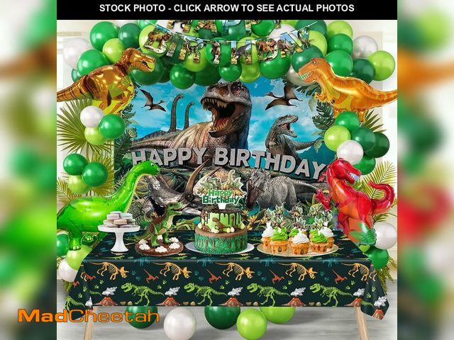 Lot 74-14272584 - SPIGHTDEX Dinosaur Birthday Party Decorations Kit for Boys - Dino Party Supplies with Tablecloth, Ba...