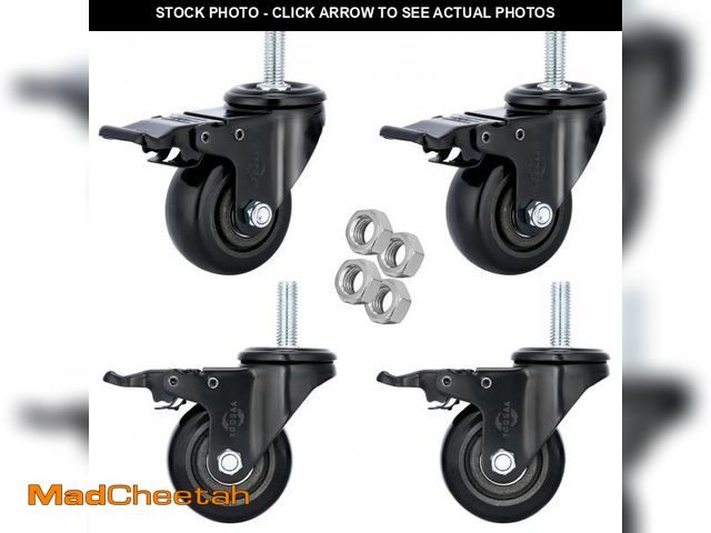 Lot 74-11545479 - 3" Stem Casters Heavy Duty Swivel Threaded Stem Caster Wheels with American Size 1/2-13x1.5 Thread D...