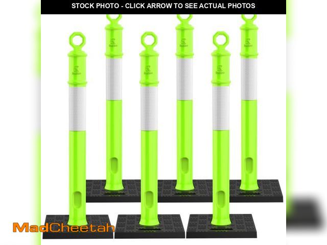 Lot 74-12337267 - RoadHero 45 Inch Delineator Post with Base, Portable Lime Green Traffic Delineator Posts Cones with ...