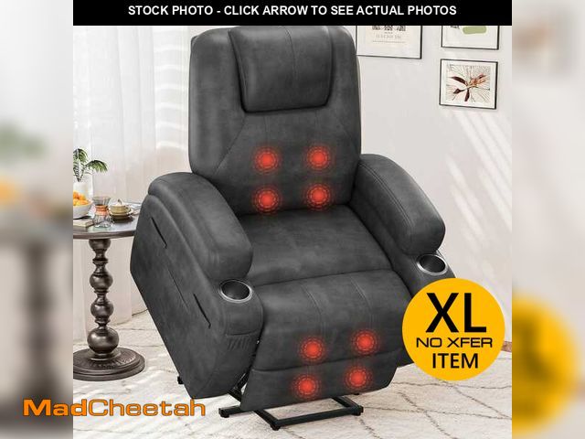 Lot 74-12692511 - LACOO Black Leather Standard (No Motion) Recliner with Power Lift - UNUSED