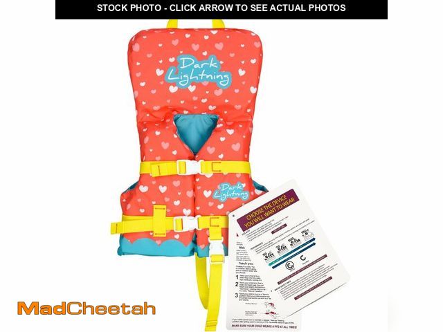 Lot 74-14296095 - Dark Lightning Coast Guard Approved Toddler Life Jacket 0-30 lbs, Swimming Pool Floaties for Toddler...