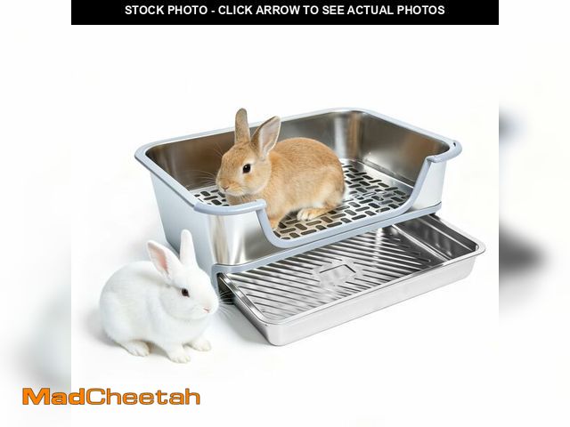 Lot 74-14063861 - Rabbit Litter Box, Bunny Litter Box, Stainless Steel Sifting Litter Box for Rabbit, Pull-Out Rabbit ...