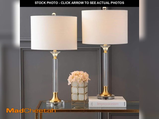 Lot 74-14113642 - JONATHAN Y Mark 28 in. Clear/Brass Gold Crystal/Metal LED Table Lamp (Set of 2) - UNUSED