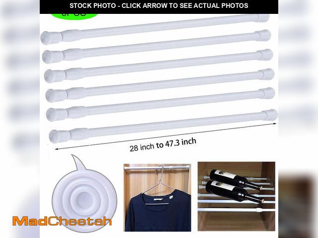 Lot 74-14287185 - 6 Pcs Tension Curtain Rods No Drilling,Adjustable Shower Curtain Rod for Windows 24 to 44inch,Spring...