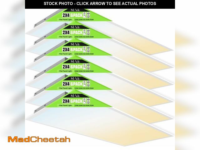 Lot 74-13071293 - SLAclite 6 Pack 2x4 LED Flat Panel Light 50/40/35/30/25W 6500lm Adjustable, 0-10V Dimmable LED Flush...