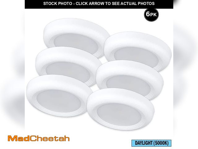 Lot 74-14113254 - Commercial Electric 6-Pack 6 in. LED Surface Mount Downlight Flush Mount Disk Light Fixture, 1000 Lu...