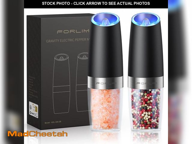 Lot 74-11550027 - FORLIM Gravity Electric Salt and Pepper Grinder Set, Automatic Pepper Mill Grinder, Battery Powered ...