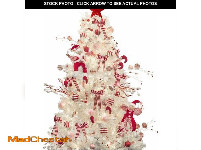 Lot 74-12954558 - KI Store 6ft Christmas Tree with Ornaments and Lights Red and White All-in-ONE Completed Christmas T...