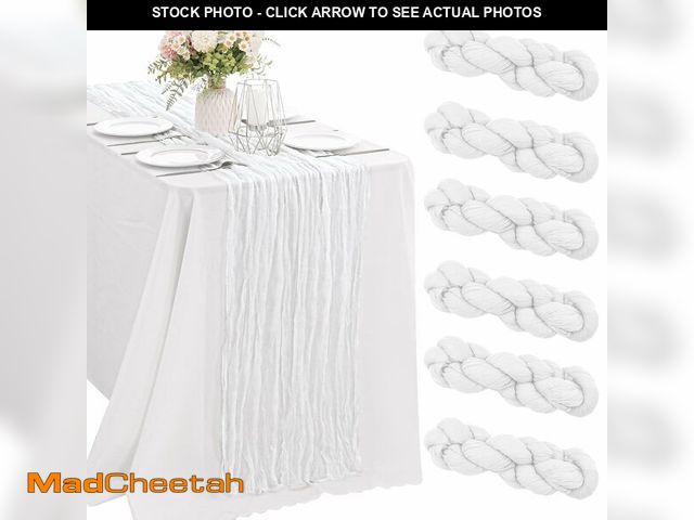 Lot 74-14205643 - 6 Pieces White 10FT Cheesecloth Table Runner Boho Gauze Fabric Table Runner Rustic Sheer Runner for ...