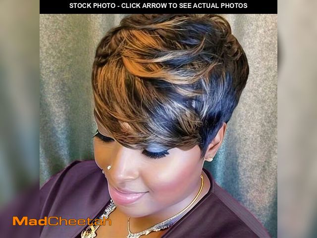 Lot 74-14064553 - showreal Pixie Cut Wig Human Hair for Women Highlight Brown Short Straight Wigs 100% Real Human Hair...