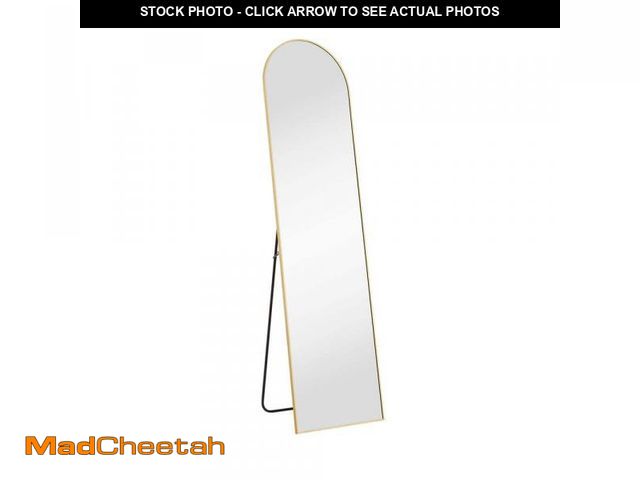Lot 74-12480485 - 16 in. W x 59 in. H Aluminum Alloy Frame Gold Arched Floor Mirror - UNUSED