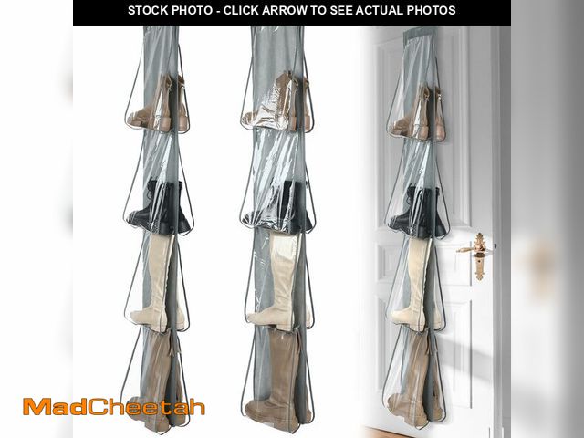 Lot 74-13631885 - Windyun Sets 16 Large Clear Pockets Fabric Dual Sided Hanging Shoe Rack for Closets Hanging Shoe Org...