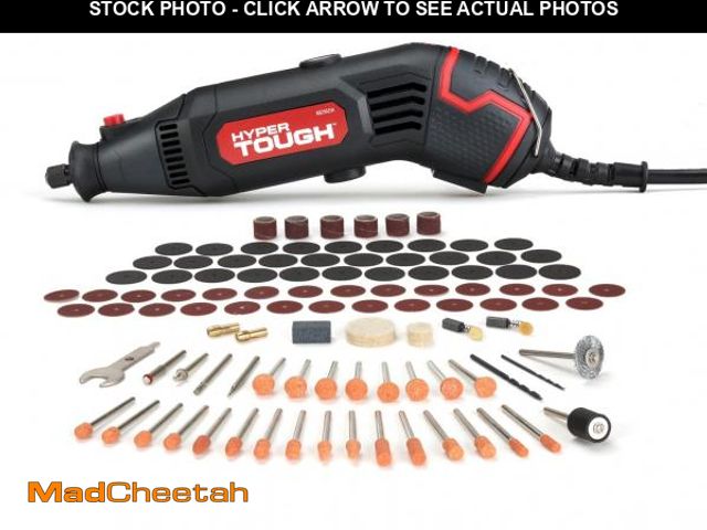 Lot 74-12536725 - Hyper Tough 1.5 Amp Corded Rotary Tool,  Variable Speed with 105 Rotary Accessories &amp; Storage Ca...