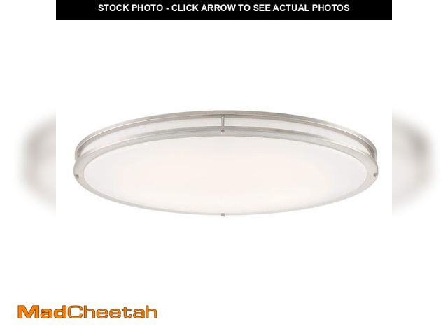 Lot 74-12692150 - Commercial Electric Commercial Electric 32 in. Modern Brushed Nickel Dimmable Integrated LED Flush M...