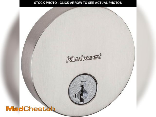 Lot 74-13798712 - Kwikset Uptown Low Profile Satin Nickel Single Cylinder Round Contemporary Deadbolt featuring SmartK...